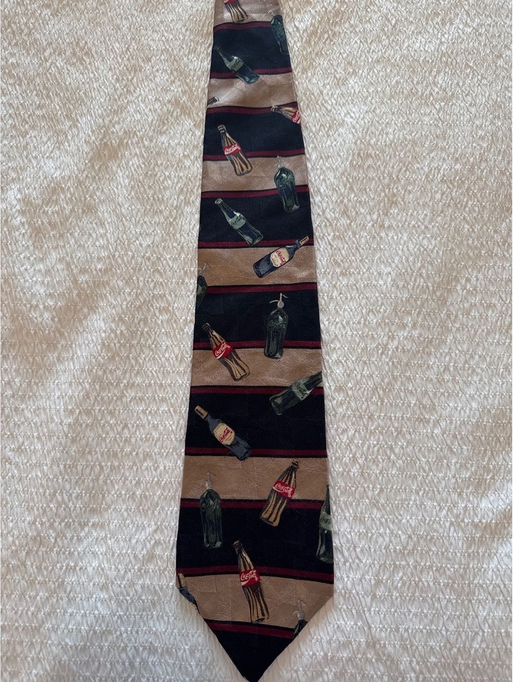 Vintage Coca-Cola Silk Tie with Bottle Print
